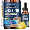 Liposomal L-lysine 1000MG Liquid Drops, 13-in-1 Lysine Supplements Monolaurin, Olive Leaf Extract with Vitamin C, B6, D3, B12 & Zinc for Collagen, Lip, skin & Immune Support for Kids & Adults, 2oz view 1