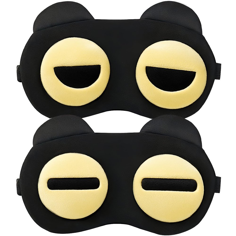 2PCS Cute Eye Mask for Sleeping - Soft Lightweight Eye Cover with Adjustable Strap, Funny Eyeshade Covers, Sleeping Mask for Blindfold Game