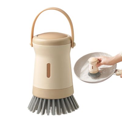 Dish Brush - Cleaning Pads with Soap Dispenser,Kitchen Dish Pot Scrub Brush,for Pan Cookware Stove Sink Bowl Utensils Cups Cutting Board Picnic Daily Home