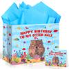 Wauprant Cute Otter Birthday Gift Bag Couple Otter Birthday Bag with Tissue Paper Greeting Card My Otter Half Theme Bday Party Decorations Supplies for Under the Sea Animal Lover view 1
