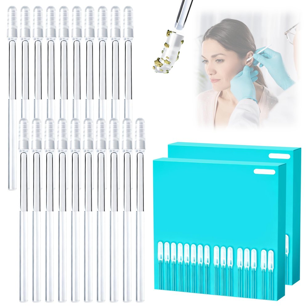 Earwax Removal Adhesive Swabs, 48 Pcs Reusable Ear Wax Removal Kit Ear Wax Sticks with Dust Cover Packaging, Sticky Soft Head Ear Pick for Kids & Adults (Large)