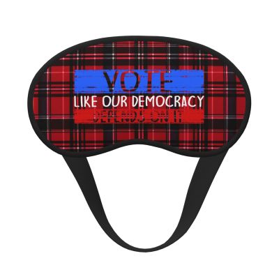 Vote Like Your Democracy Depend On It Polyester Satin 3PCS Blackout Sleep Mask Adjustable Strap Men Women Comfortable Eyeshade Night Travel0