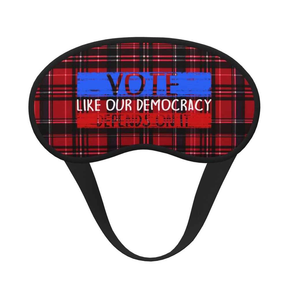 Vote Like Your Democracy Depend On It Polyester Satin 3PCS Blackout Sleep Mask Adjustable Strap Men Women Comfortable Eyeshade Night Travel0