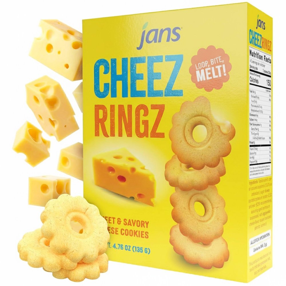 Jans Cheez Ringz - Cheese Cookies, Sweet & Savory Cheese Cookies 4.76 oz (Pack of 1)