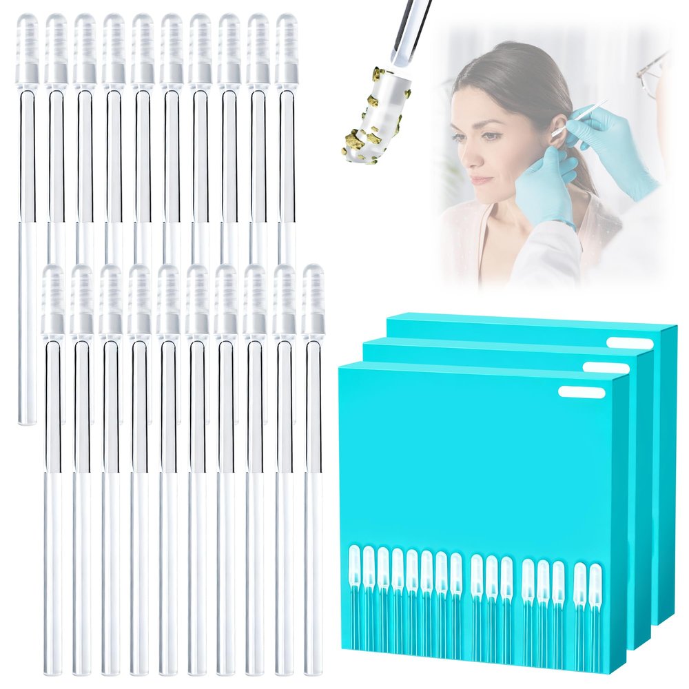 Earwax Removal Adhesive Swabs, 72 Pcs Reusable Ear Wax Removal Kit Ear Wax Sticks with Dust Cover Packaging, Sticky Soft Head Ear Pick for Kids & Adults (Small)