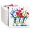 Gift Boutique Patriotic Cocktail Napkins 100 Pack Disposable Beverage Napkins 4th of July Red White Blue Floral Independence Day Party Supplies view 1