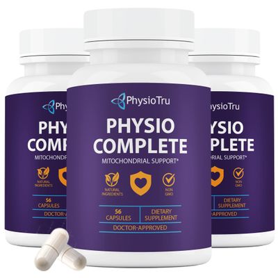 PhysioTru Physio Complete CoQ10 Supplement - Superior Nutrient Absorption, Antioxidant & Energy Support - Coenzyme Q10 Ubiquinone with Fulvic Acid, Magnesium Taurate & Reishi Extract - 3 Pack