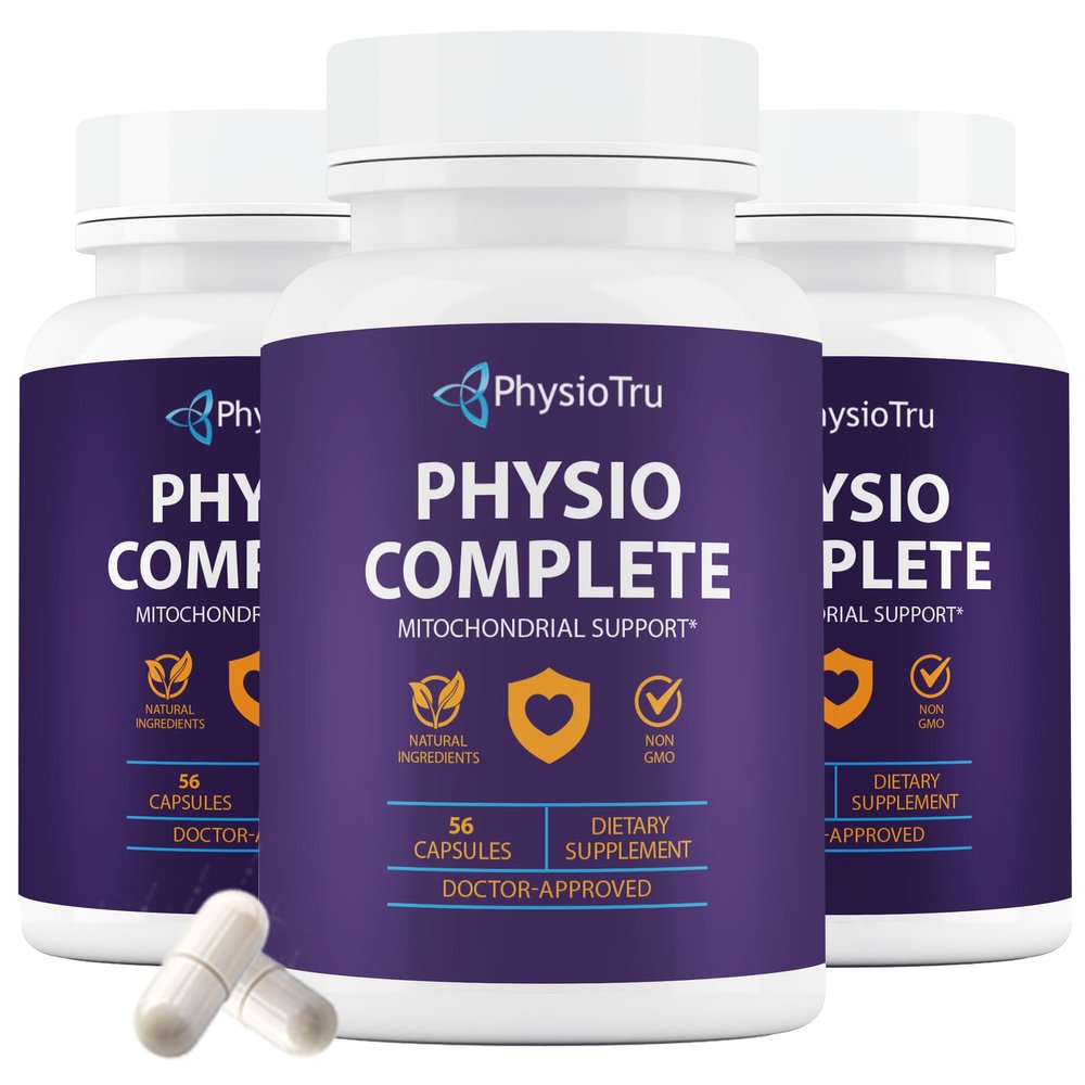 PhysioTru Physio Complete CoQ10 Supplement - Superior Nutrient Absorption, Antioxidant & Energy Support - Coenzyme Q10 Ubiquinone with Fulvic Acid, Magnesium Taurate & Reishi Extract - 3 Pack