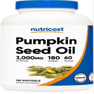 Nutricost Pumpkin Seed Oil 3,000mg Per Serving, 180 Softgels for 60 Servings Per Bottle - GMO-Free, Gluten-Free, Dietary Supplement