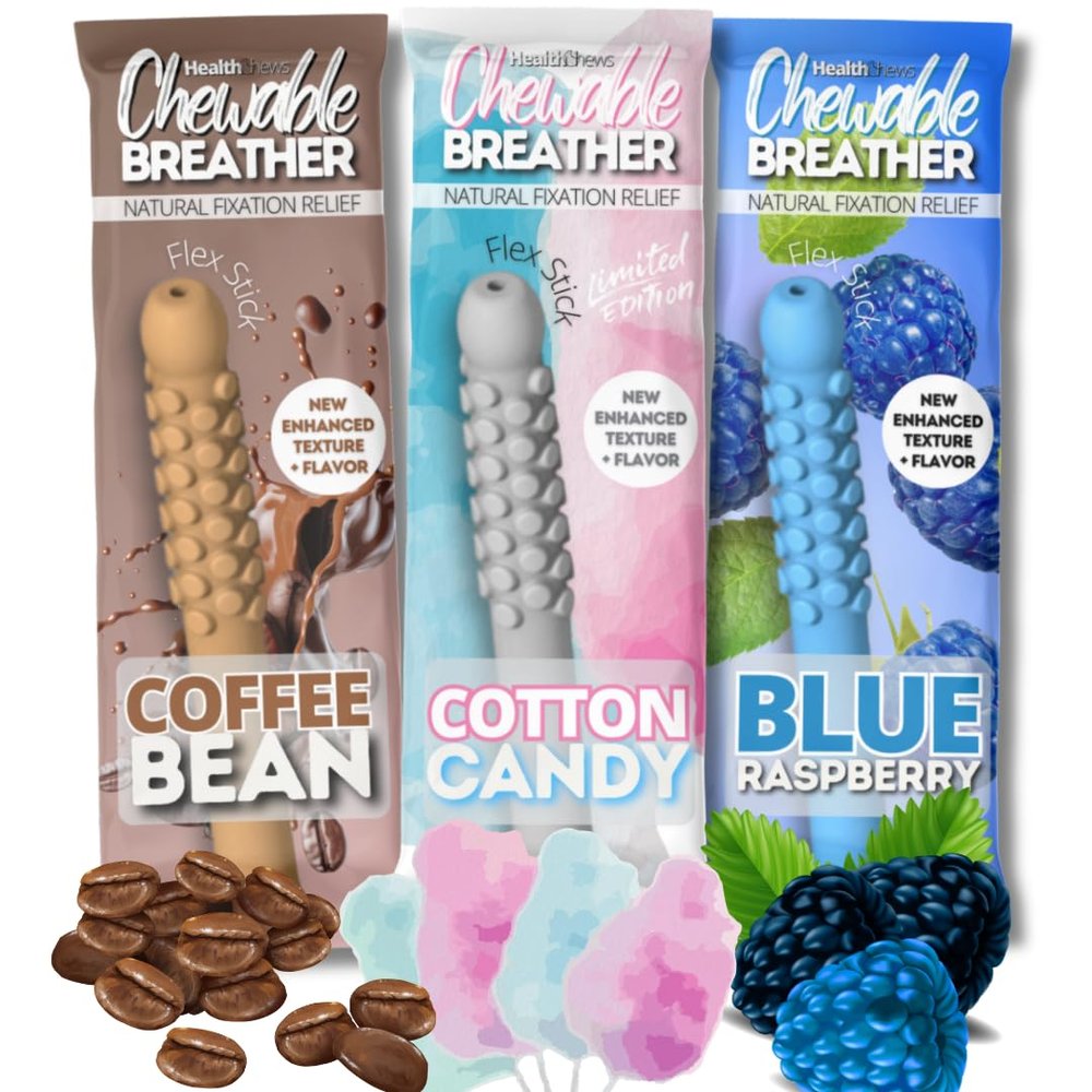3-Mix | Sensory Fidget Stick | Calm Wellness Relaxation | Flex Bendable Silicone Chewer | Pocket Size | Oral Fixation Support | Fresh (Flavor Blast 3 Mix)