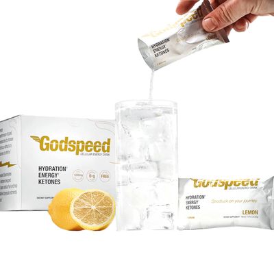 Godspeed Ketone Electrolytes Powder with GoBHB Ketones | Hydration Powder Packets, Sugar Free Pre Workout & Energy Drink | Lemon Ketone Supplement | 22 Packs