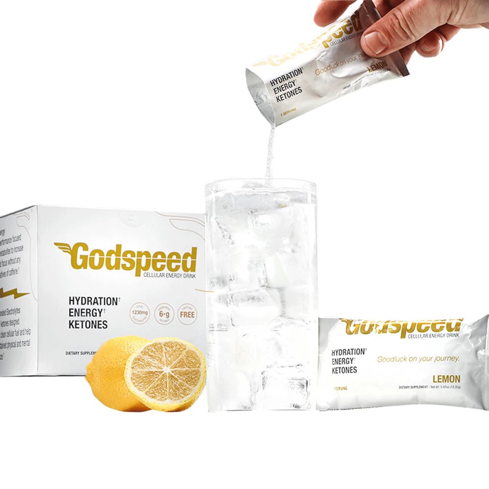Godspeed Ketone Electrolytes Powder with GoBHB Ketones | Hydration Powder Packets, Sugar Free Pre Workout & Energy Drink | Lemon Ketone Supplement | 22 Packs