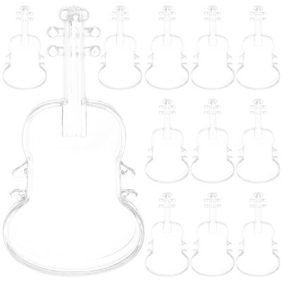 12pcs Clear Plastic Candy Boxes: Wedding Party Favor Holders - Guitar Style Sweets Display - Elegant Treat Containers - Table Candy Packaging Box