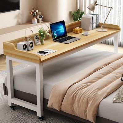 Mobile OverBed Table with 360 Wheels and Heavy - Duty Metal Legs. Laptop Desk for Queen - Sized Beds. Features Baffle Holder, Ideal for Home & Hospital Use(Natural,150cm/59in)