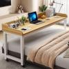 Mobile OverBed Table with 360 Wheels and Heavy - Duty Metal Legs. Laptop Desk for Queen - Sized Beds. Features Baffle Holder, Ideal for Home & Hospital Use(Natural,150cm/59in) view 1