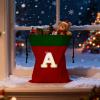 simplmasygenix Personalized Christmas Sacks 12 15inch Drawstring Christmas Gift Bags with Letters, Reusable Monogram Alphabet Santa Bags for Holiday Home Party Favor Supplies (A) view 2