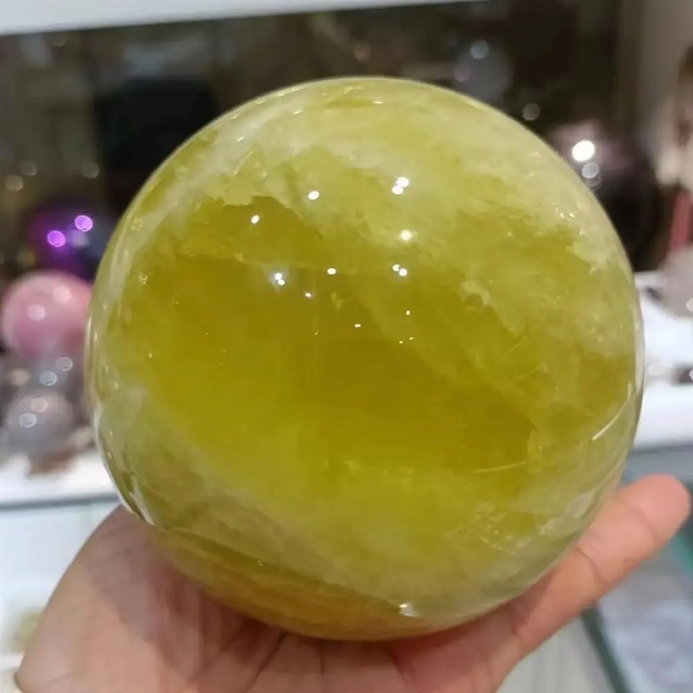AEVHBAMXN Stone Yellow Quartz Crystal Ball, Home Office Decoration Aquarium(Size:50-100g)