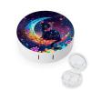 CASOWAT Black Cats Moon Contact Lens Case, Portable Round Travel Case with Mirror And 2 Pots, Leak-Proof Compact Storage for Daily Use view 1