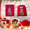 Qubist Personalized Christmas Names Santa Sack Custom Red Large Velvet Gift Drawstring Gift Wrapping Bags with initial & Name For Kids Boys Girls-Black-hatted snowman view 3