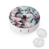 CASOWAT Husky Dog Contact Lens Case, Portable Round Travel Case with Mirror And 2 Pots, Leak-Proof Compact Storage for Daily Use view 1