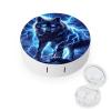 CASOWAT Lightning Wolf Contact Lens Case, Portable Round Travel Case with Mirror And 2 Pots, Leak-Proof Compact Storage for Daily Use view 1