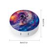 CASOWAT Space Astronaut Surfing Contact Lens Case, Portable Round Travel Case with Mirror And 2 Pots, Leak-Proof Compact Storage for Daily Use view 2