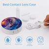 CASOWAT Space Astronaut Surfing Contact Lens Case, Portable Round Travel Case with Mirror And 2 Pots, Leak-Proof Compact Storage for Daily Use view 3