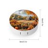 CASOWAT Fall Thanksgiving Autumn Maple Leaves Pumpkin Contact Lens Case, Portable Round Travel Case with Mirror And 2 Pots, Leak-Proof Compact Storage for Daily Use view 2