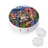CASOWAT Patriotic Wolf Contact Lens Case, Portable Round Travel Case with Mirror And 2 Pots, Leak-Proof Compact Storage for Daily Use view 1