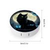 CASOWAT Black Cat Moon Butterfly Contact Lens Case, Portable Round Travel Case with Mirror And 2 Pots, Leak-Proof Compact Storage for Daily Use view 2