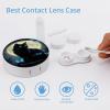 CASOWAT Black Cat Moon Butterfly Contact Lens Case, Portable Round Travel Case with Mirror And 2 Pots, Leak-Proof Compact Storage for Daily Use view 3