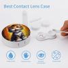 CASOWAT Cartoon Kitten Cat Contact Lens Case, Portable Round Travel Case with Mirror And 2 Pots, Leak-Proof Compact Storage for Daily Use view 3