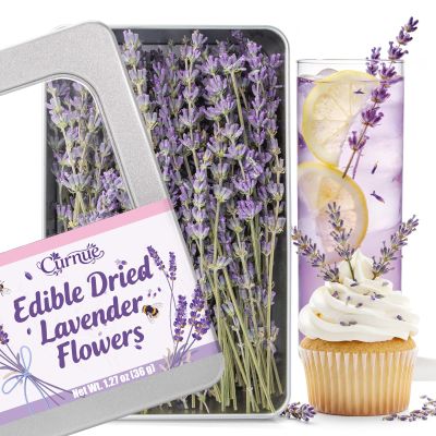 100+ Edible Lavender Sprigs for Cocktails & Dessert, 6.69'' Edible Flowers for Drinks Garnish Tea DIY Craft, Food Grade Culinary Lavender Flower Bud 1.27oz(36g)
