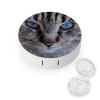 CASOWAT Blue-Eyed Cat Contact Lens Case, Portable Round Travel Case with Mirror And 2 Pots, Leak-Proof Compact Storage for Daily Use view 1