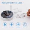 CASOWAT Blue-Eyed Cat Contact Lens Case, Portable Round Travel Case with Mirror And 2 Pots, Leak-Proof Compact Storage for Daily Use view 3