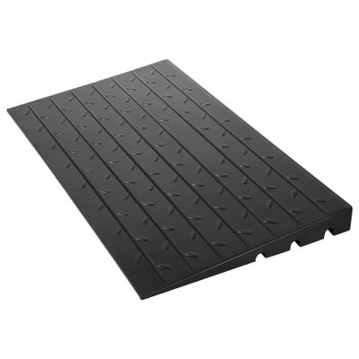 Rubber Threshold Ramp 2.6" Rise, Doorway Ramp with 3 Channels, 2200Lbs Capacity for Wheelchair, Scooter, Walker - Solid Rubber Transition Ramp