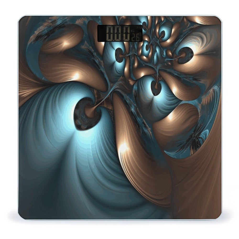 Abstract Blue Brown Bathroom Scale for Body Weight 400 Lb Weight Scale with High Precision Sensors Tempered Glass Highly Accurate Digital Weighing Machine for People