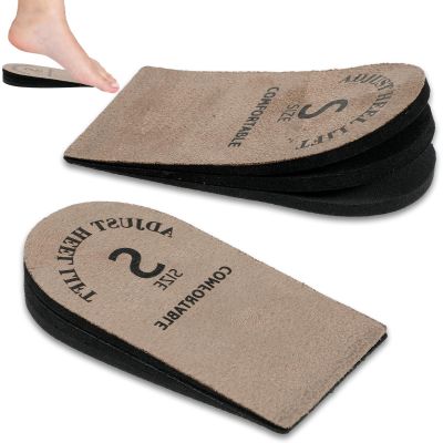 2 Pack Heel Lifts, Adjustable Heel Lifts for Leg Length Discrepancy, Women Men Shoe Lift Pain Relief, Brown Heels Pads for Shoes, Small, EVA and Polyester