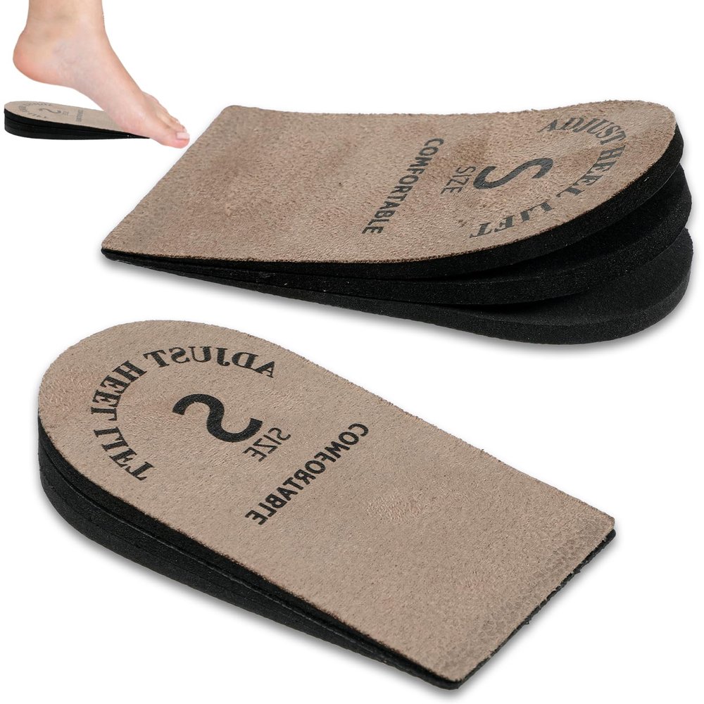 2 Pack Heel Lifts, Adjustable Heel Lifts for Leg Length Discrepancy, Women Men Shoe Lift Pain Relief, Brown Heels Pads for Shoes, Small, EVA and Polyester