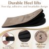 2 Pack Heel Lifts, Adjustable Heel Lifts for Leg Length Discrepancy, Women Men Shoe Lift Pain Relief, Brown Heels Pads for Shoes, Small, EVA and Polyester view 3