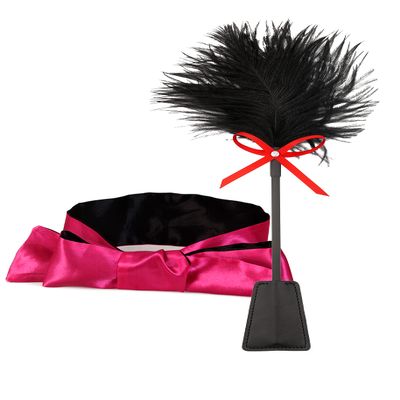 Feather Tickler Satin Eye Silk Mask Set