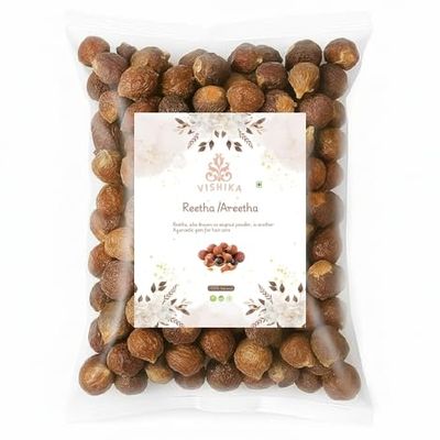 VISHIKA Reetha/Areetha Whole 100% Natural Sun-Dried Soapnuts for Hair Care & Herbal Cleansing Ayurvedic Shampoo Alternative for Strong, Shiny Hair Chemical-Free Herbal Reetha (400 gm 49 dr)