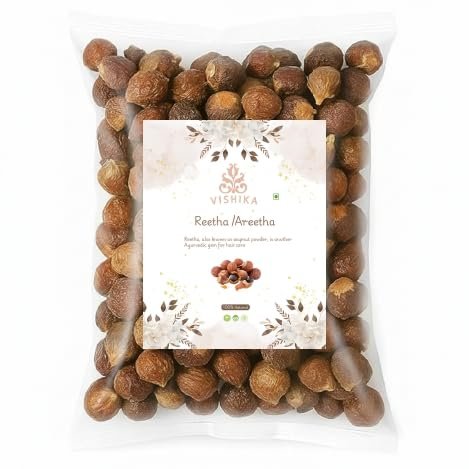 VISHIKA Reetha/Areetha Whole 100% Natural Sun-Dried Soapnuts for Hair Care & Herbal Cleansing Ayurvedic Shampoo Alternative for Strong, Shiny Hair Chemical-Free Herbal Reetha (400 gm 49 dr)