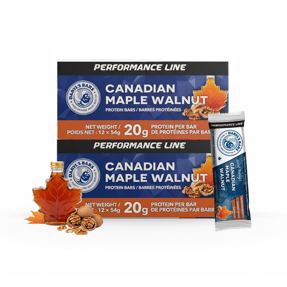Daryl's Bars, Canadian Maple Walnut On the Go Whey Protein Bars, Gluten Free, Protein Snack, Meal Replacement, Pack of 2