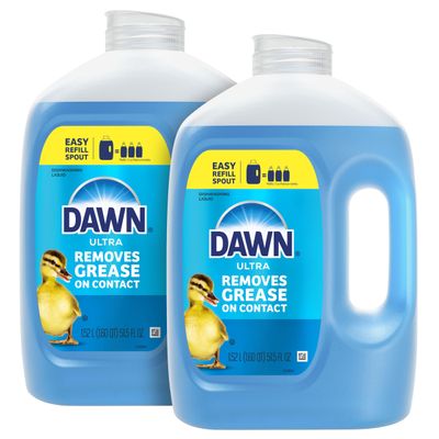 Dawn Ultra Original Dish Soap Refill Jug Large Size Original Blue Liquid Dishwashing Detergent, Powerful Dawn Dish Soap for Grease, 51.5oz (Pack of 2)