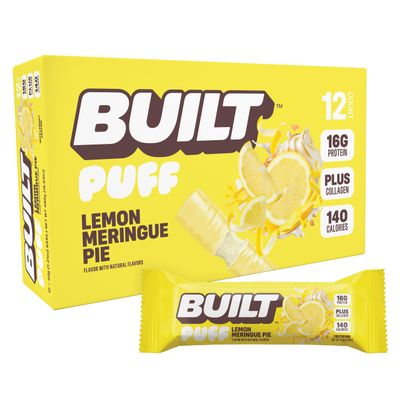 BUILT Puff Protein Bars, Lemon Meringue Pie, 16g Protein - 12 Count