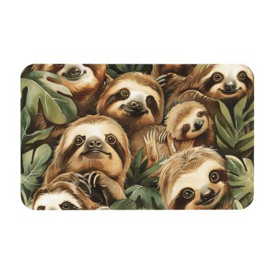 Cute Sloth Print Diatomaceous Rug 31.5x19.7inch Water Clean Floor Carpet for Tub Shower Home Decor