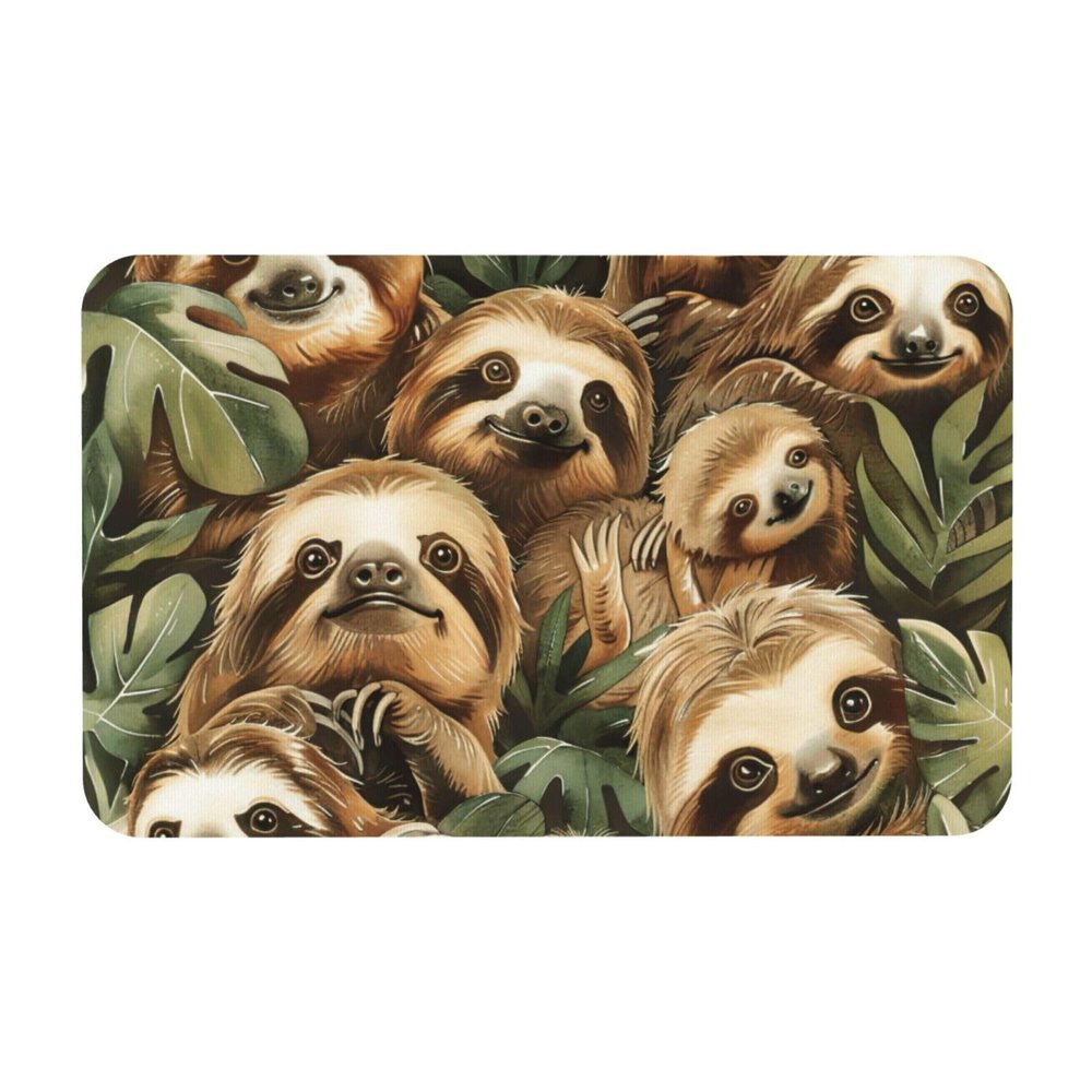 Cute Sloth Print Diatomaceous Rug 31.5x19.7inch Water Clean Floor Carpet for Tub Shower Home Decor
