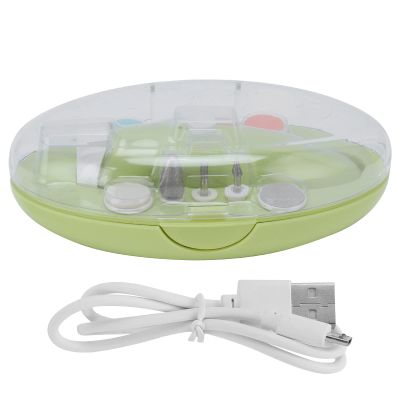 Aqur2020 Electric Baby Nail Trimmer, Rechargeable, ABS Material, 6 Heads, for 0-3 Years, Yellow