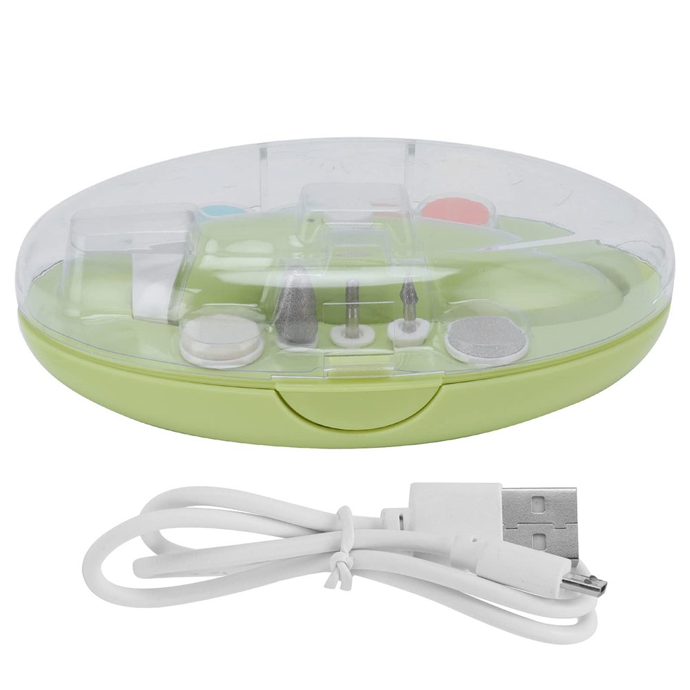 Aqur2020 Electric Baby Nail Trimmer, Rechargeable, ABS Material, 6 Heads, for 0-3 Years, Yellow